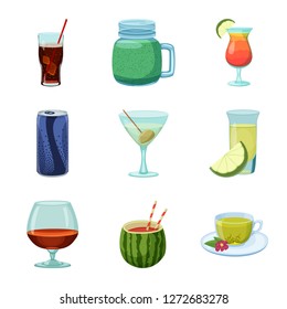 Vector design of drink and bar logo. Collection of drink and party stock vector illustration.