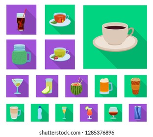 Vector design of drink and bar logo. Set of drink and party stock symbol for web.