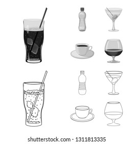 Vector design of drink and bar logo. Collection of drink and party stock symbol for web.