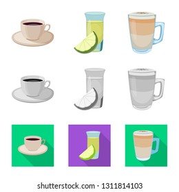 Vector design of drink and bar logo. Collection of drink and party stock symbol for web.
