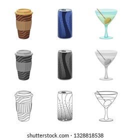 Vector design of drink and bar logo. Collection of drink and party stock symbol for web.