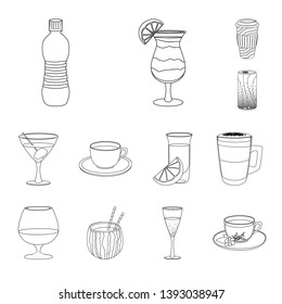 Vector design of drink and bar logo. Set of drink and party stock vector illustration.
