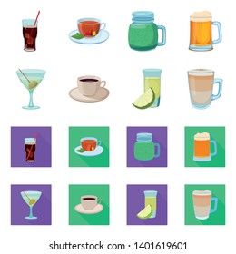 Vector design of drink and bar logo. Set of drink and party stock vector illustration.