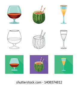 Vector design of drink and bar logo. Set of drink and party stock symbol for web.