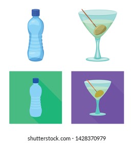 Vector design of drink and bar logo. Collection of drink and party stock symbol for web.