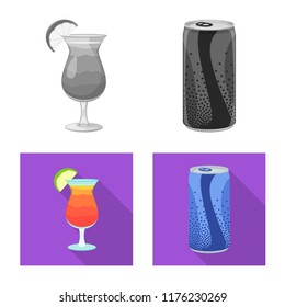 Vector design of drink and bar sign. Set of drink and party stock vector illustration.