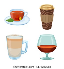 Vector design of drink and bar sign. Collection of drink and party vector icon for stock.