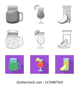 Vector design of drink and bar sign. Collection of drink and party stock vector illustration.