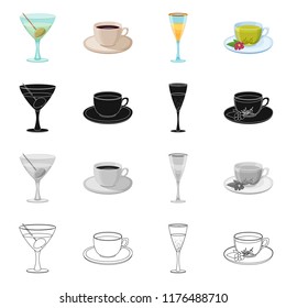 Vector design of drink and bar sign. Collection of drink and party stock symbol for web.