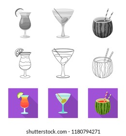 Vector design of drink and bar sign. Collection of drink and party stock symbol for web.