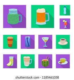 Vector design of drink and bar sign. Set of drink and party vector icon for stock.