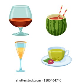 Vector design of drink and bar sign. Collection of drink and party stock vector illustration.