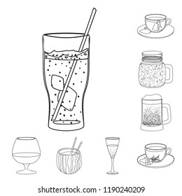 Vector design of drink and bar sign. Collection of drink and party stock vector illustration.