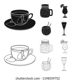 Vector design of drink and bar sign. Collection of drink and party stock vector illustration.