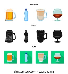 Vector design of drink and bar sign. Collection of drink and party stock symbol for web.