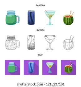 Vector design of drink and bar sign. Set of drink and party vector icon for stock.