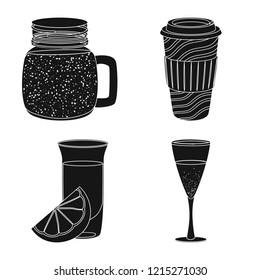 Vector design of drink and bar sign. Collection of drink and party stock symbol for web.