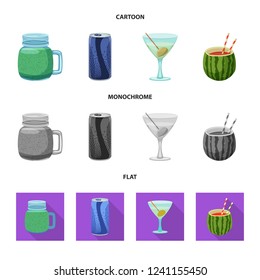 Vector design of drink and bar sign. Collection of drink and party stock symbol for web.