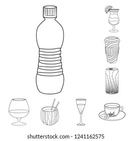 Vector design of drink and bar sign. Set of drink and party vector icon for stock.