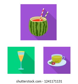 Vector design of drink and bar sign. Set of drink and party vector icon for stock.