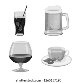 Vector design of drink and bar sign. Set of drink and party stock vector illustration.