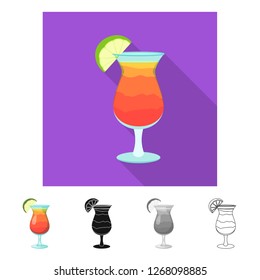 Vector design of drink and bar sign. Collection of drink and party stock symbol for web.
