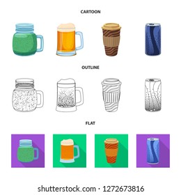 Vector design of drink and bar sign. Set of drink and party vector icon for stock.