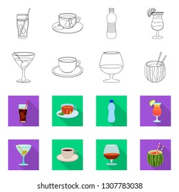Vector design of drink and bar sign. Set of drink and party stock vector illustration.