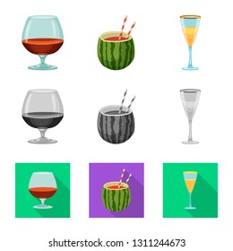 Vector design of drink and bar sign. Set of drink and party stock vector illustration.