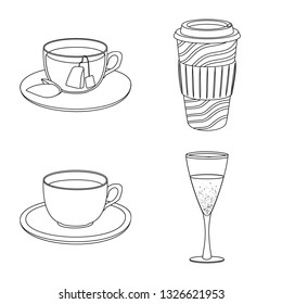 Vector design of drink and bar sign. Set of drink and party stock symbol for web.