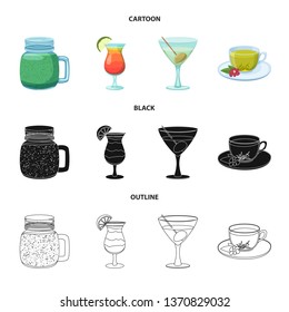Vector design of drink and bar sign. Set of drink and party stock symbol for web.