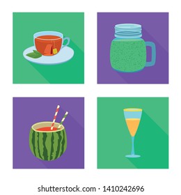 Vector design of drink and bar sign. Set of drink and party stock vector illustration.