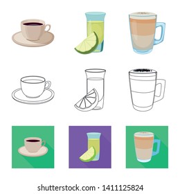 Vector design of drink and bar sign. Set of drink and party stock symbol for web.