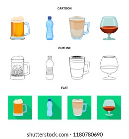 Vector design of drink and bar symbol. Collection of drink and party stock symbol for web.