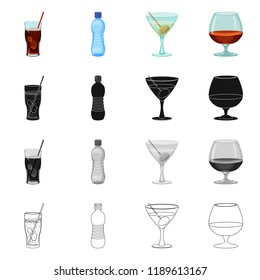 Vector design of drink and bar symbol. Set of drink and party vector icon for stock.