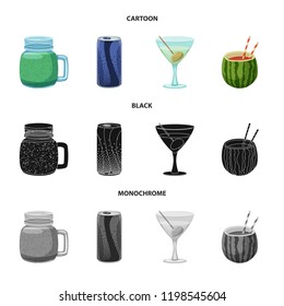 Vector design of drink and bar symbol. Collection of drink and party stock symbol for web.