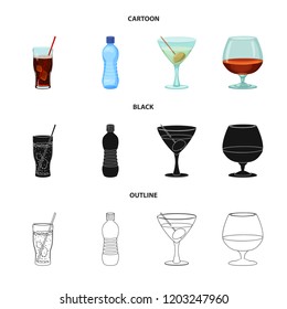 Vector design of drink and bar symbol. Collection of drink and party vector icon for stock.
