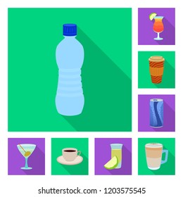 Vector design of drink and bar symbol. Collection of drink and party stock symbol for web.