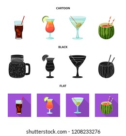 Vector design of drink and bar symbol. Set of drink and party vector icon for stock.