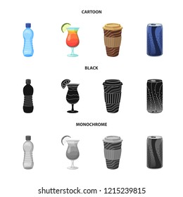 Vector design of drink and bar symbol. Collection of drink and party stock symbol for web.