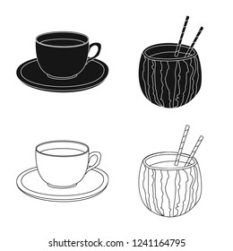 Vector design of drink and bar symbol. Collection of drink and party stock symbol for web.
