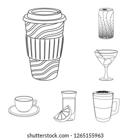 Vector design of drink and bar symbol. Set of drink and party vector icon for stock.