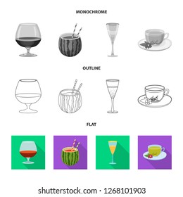 Vector design of drink and bar symbol. Collection of drink and party stock symbol for web.