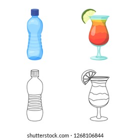 Vector design of drink and bar symbol. Set of drink and party stock vector illustration.