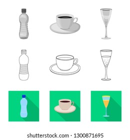 Vector design of drink and bar symbol. Set of drink and party vector icon for stock.
