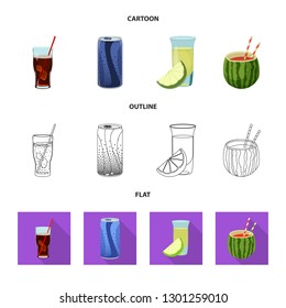 Vector design of drink and bar symbol. Set of drink and party stock vector illustration.