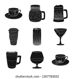 Vector design of drink and bar symbol. Collection of drink and party stock symbol for web.