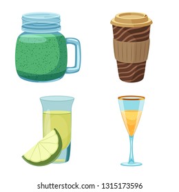 Vector design of drink and bar symbol. Collection of drink and party stock symbol for web.