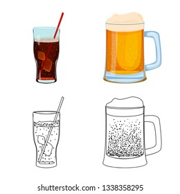Vector design of drink and bar symbol. Set of drink and party stock symbol for web.