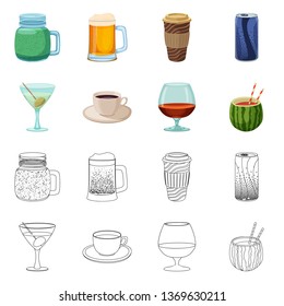 Vector design of drink and bar symbol. Set of drink and party stock vector illustration.